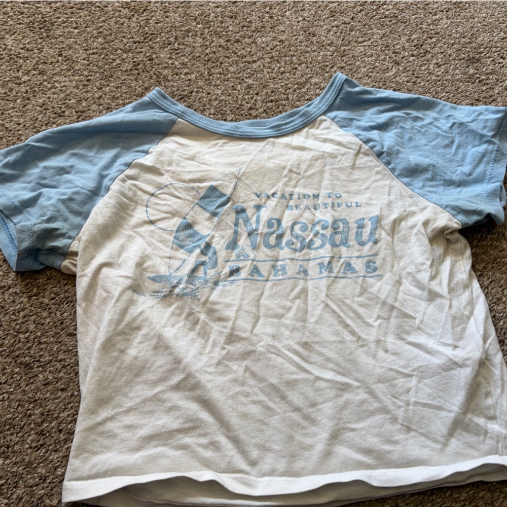 Hollister White and Light Blue Tee